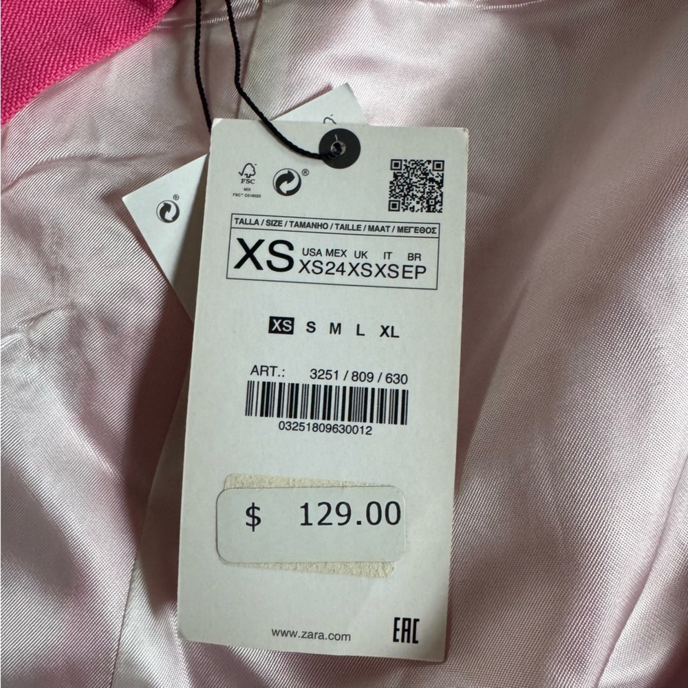Zara hot pink blazer oversized jacket XS new - Picture 4 of 10